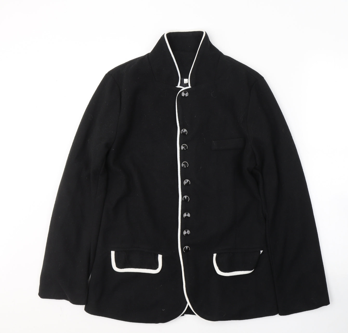 Preworn Womens Black  Polyester Jacket Blazer Size M