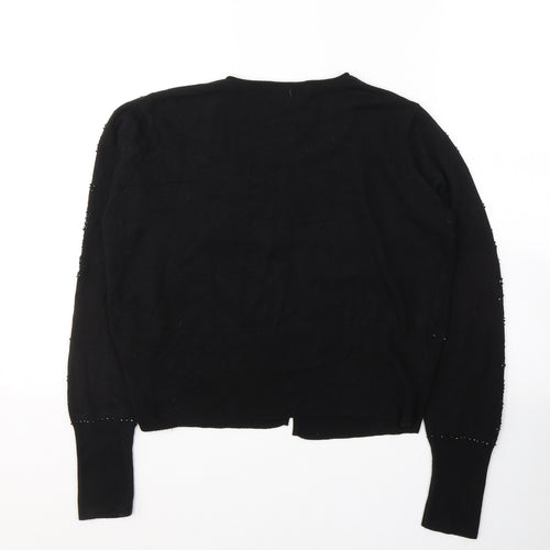 Marks and Spencer Womens Black Round Neck  Acrylic Cardigan Jumper Size 14