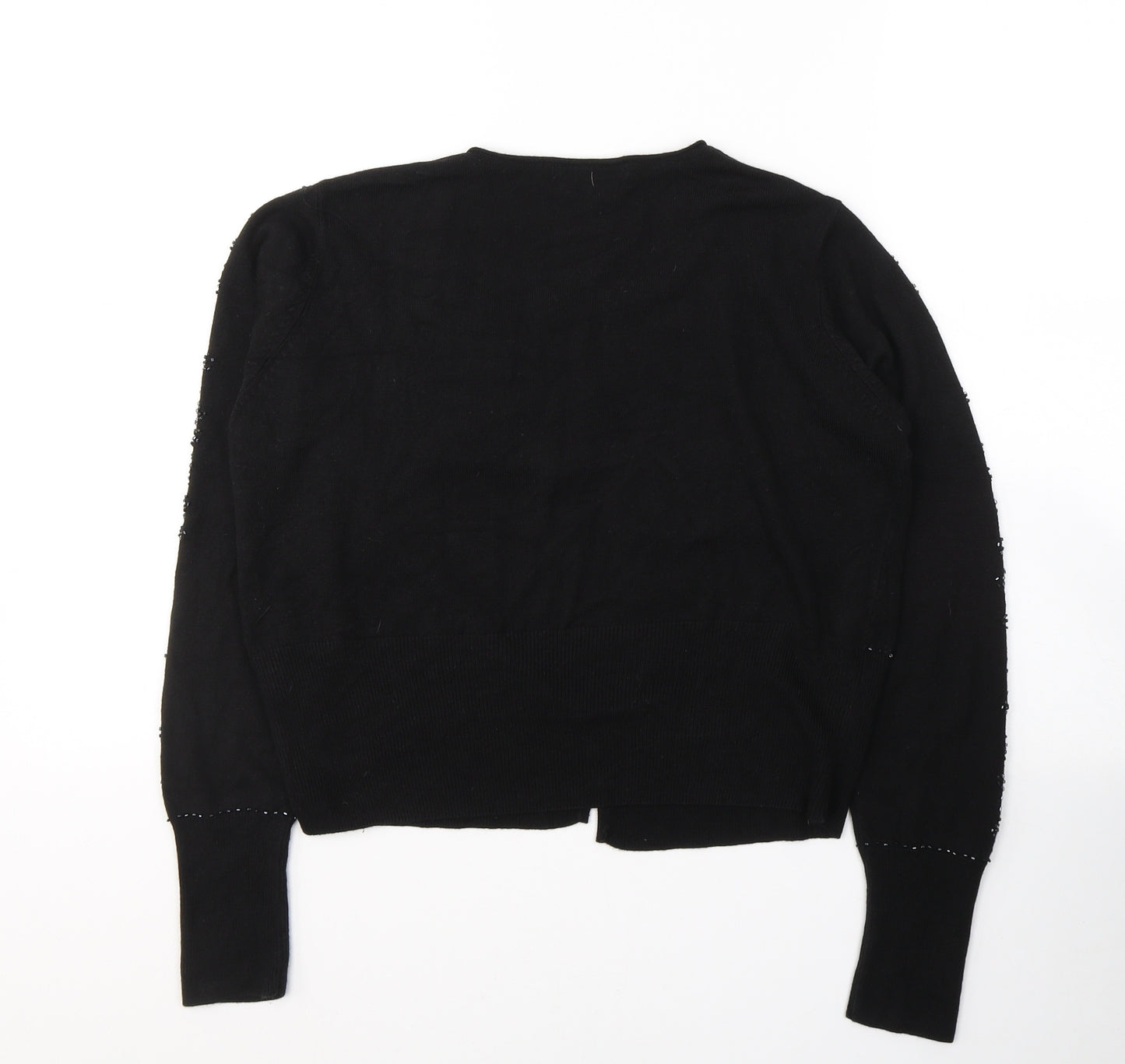 Marks and Spencer Womens Black Round Neck  Acrylic Cardigan Jumper Size 14