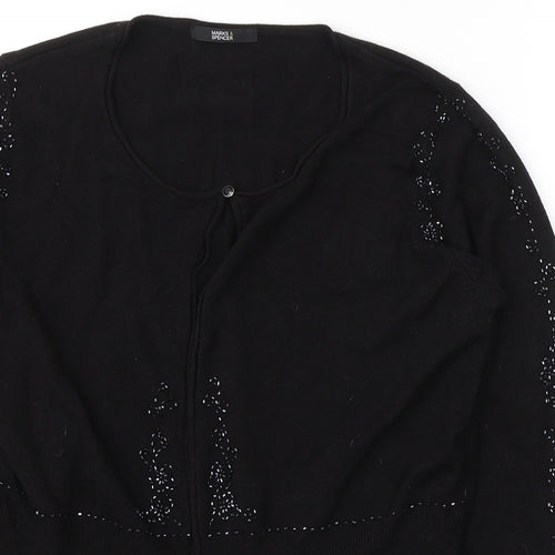 Marks and Spencer Womens Black Round Neck  Acrylic Cardigan Jumper Size 14