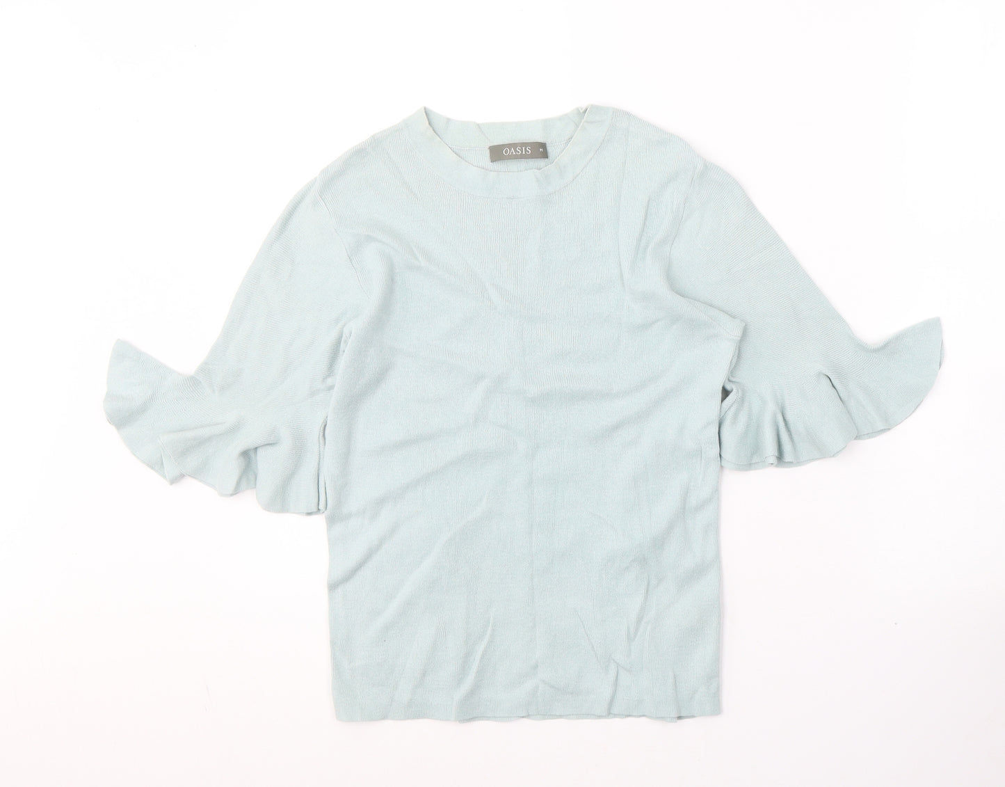 Oasis Womens Blue  Cotton Jersey T-Shirt Size M Round Neck