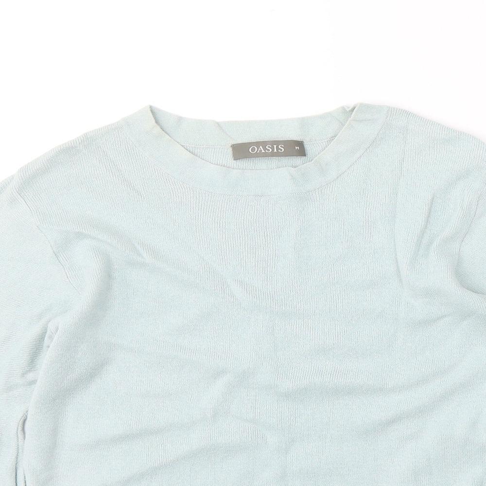 Oasis Womens Blue  Cotton Jersey T-Shirt Size M Round Neck