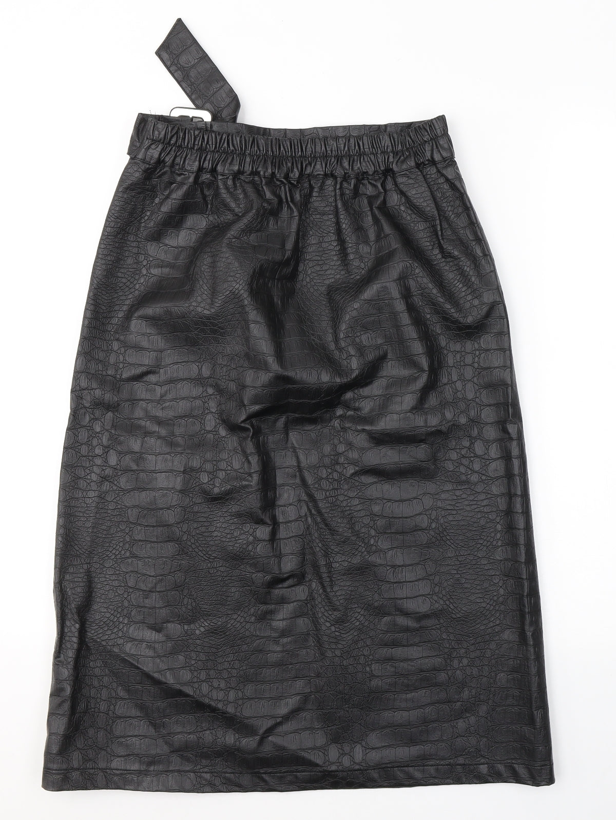 Primark Womens Black Animal Print Polyethylene A-Line Skirt Size 14   Zip