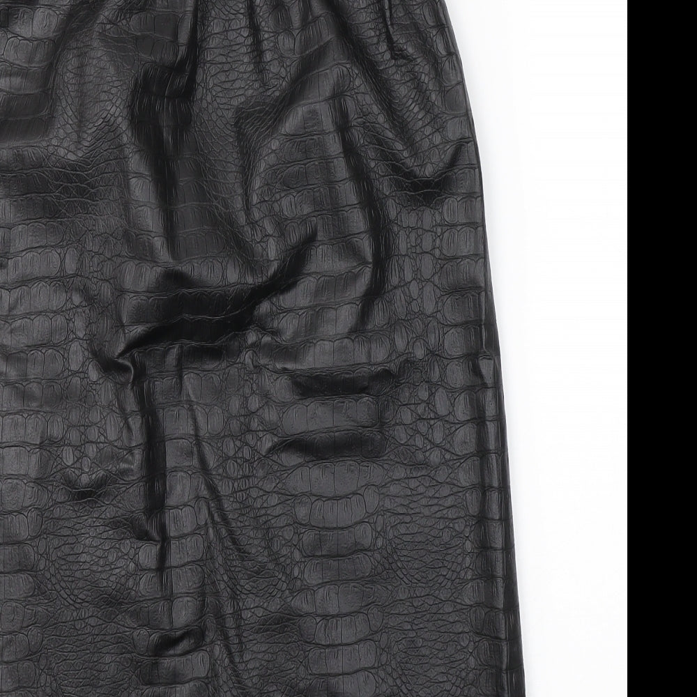 Primark Womens Black Animal Print Polyethylene A-Line Skirt Size 14   Zip
