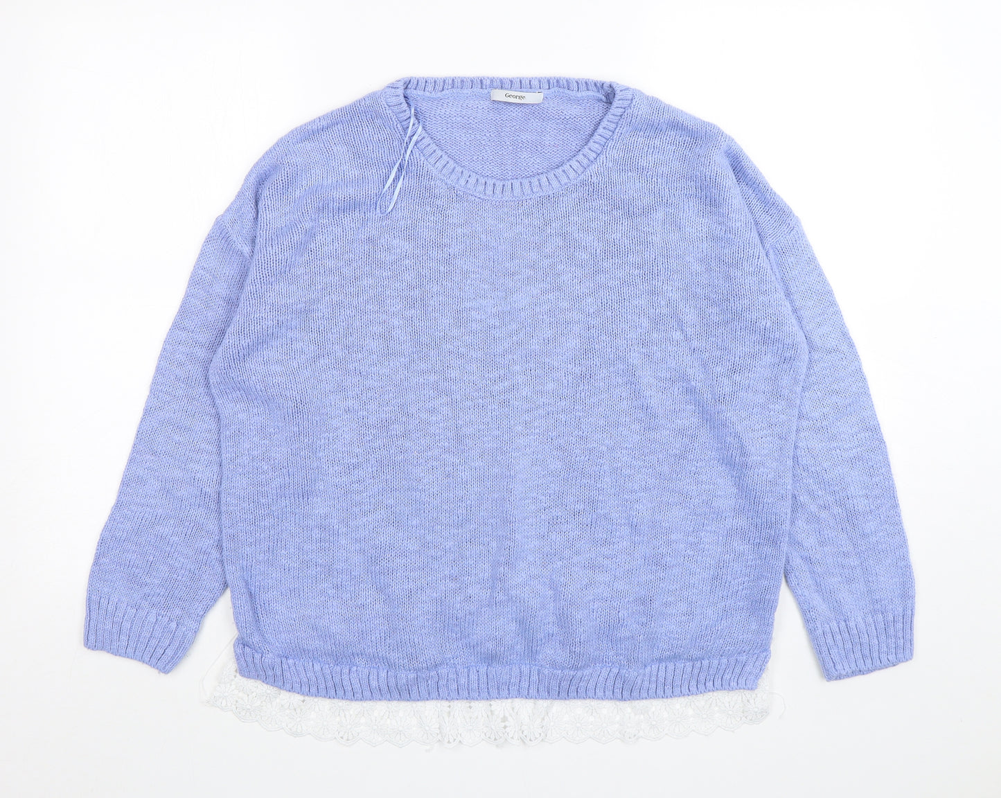 George Womens Purple Round Neck  Cotton Pullover Jumper Size 18