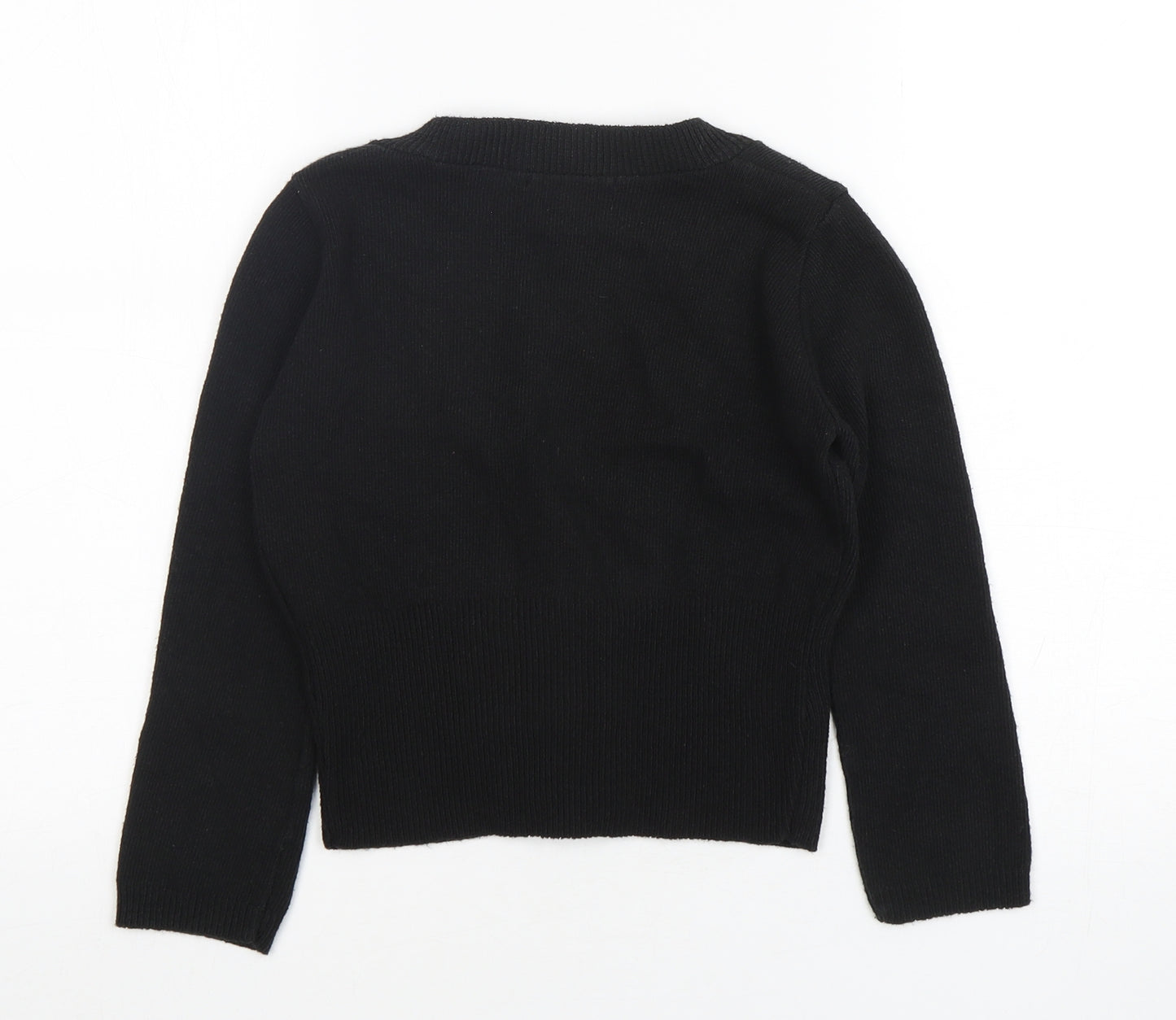 E-vie Womens Black V-Neck  Cotton Cardigan Jumper Size 10