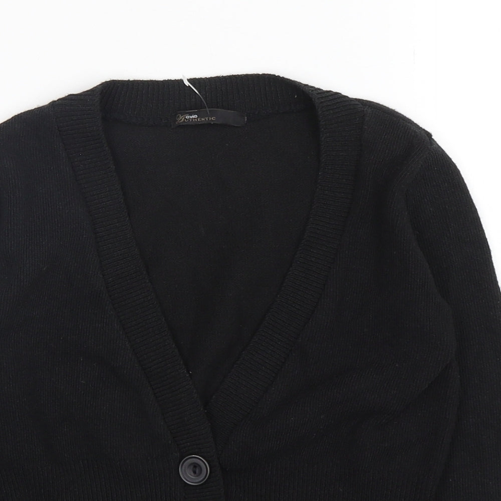 E-vie Womens Black V-Neck  Cotton Cardigan Jumper Size 10