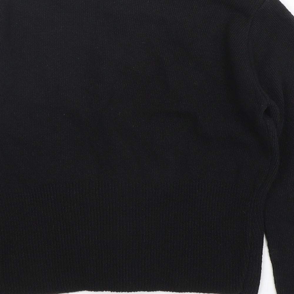 E-vie Womens Black V-Neck  Cotton Cardigan Jumper Size 10