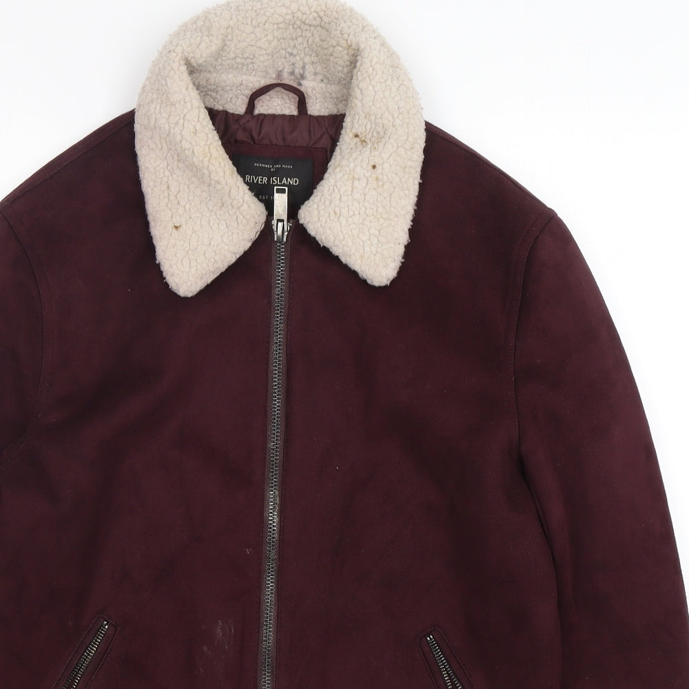 River island  Mens Purple   Bomber Jacket Jacket Size M  Zip