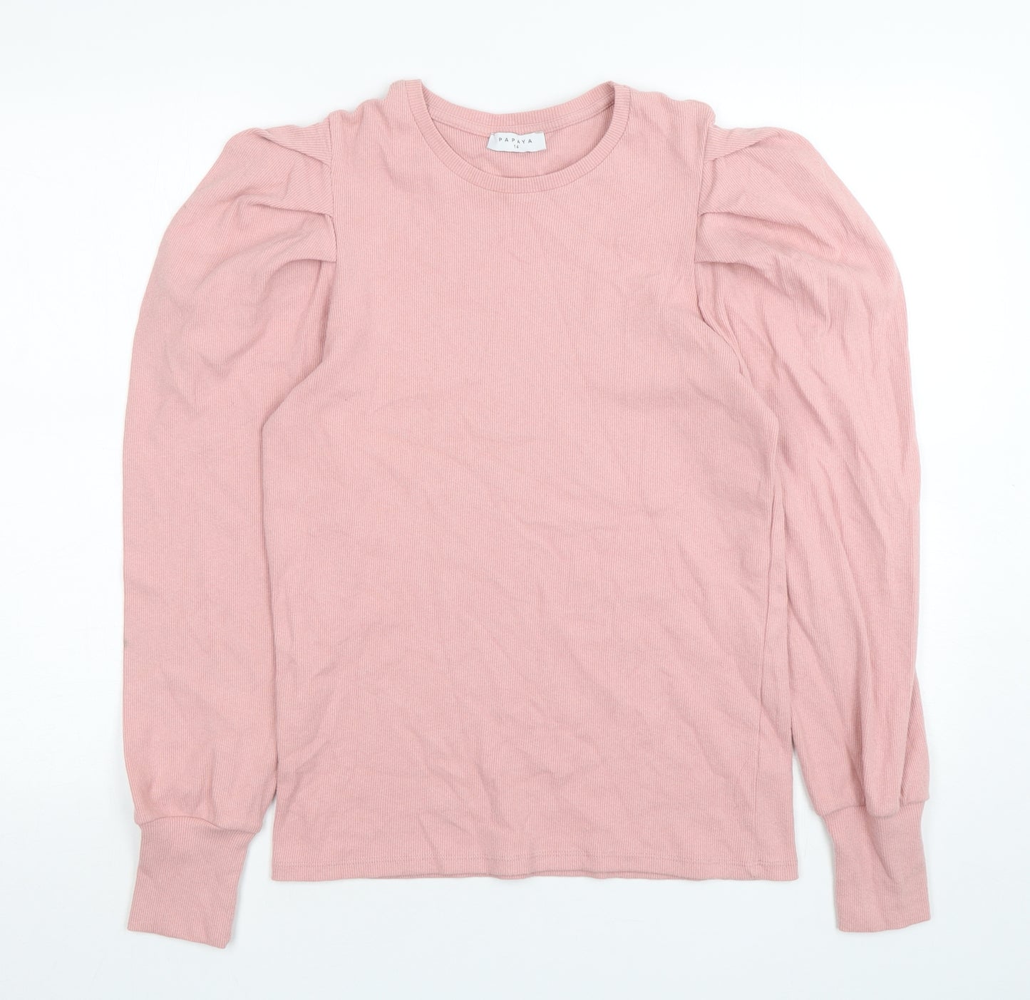 Papaya Womens Pink Round Neck  Cotton Pullover Jumper Size 14