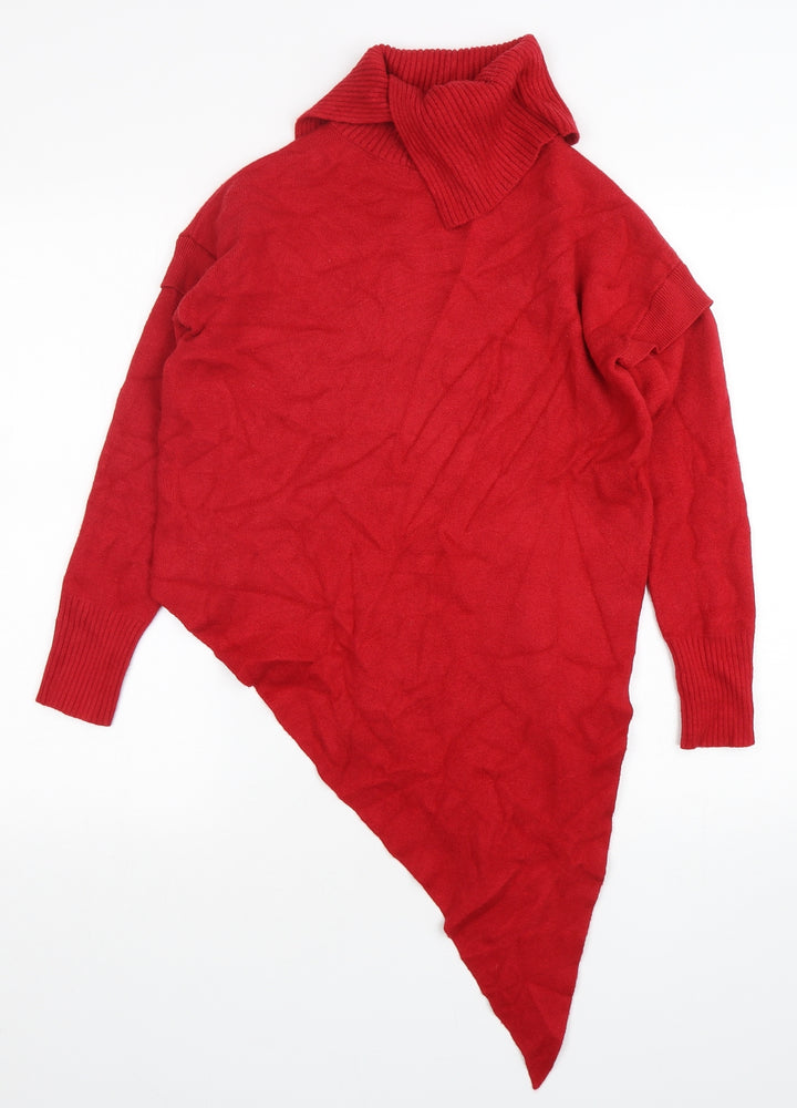 River Island Womens Red Roll Neck Viscose Pullover Jumper Size XS