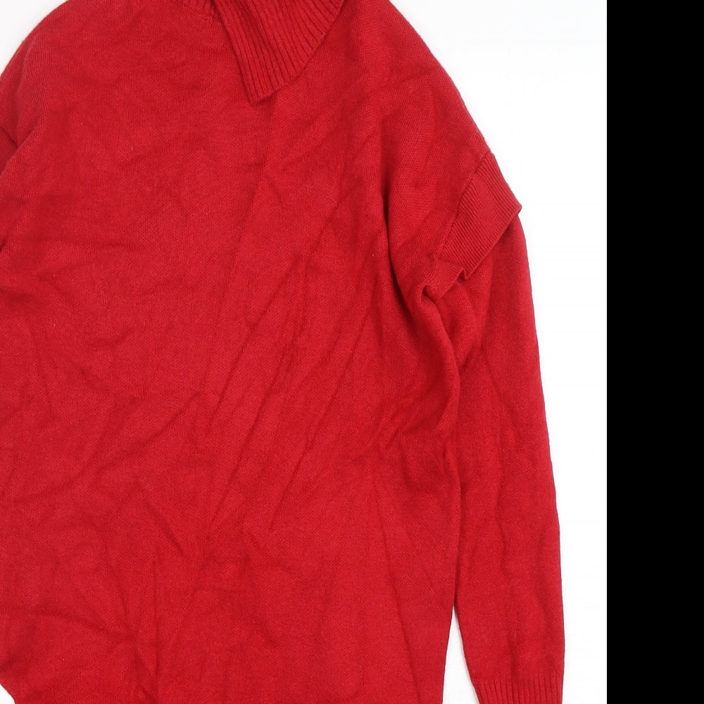 River Island Womens Red Roll Neck  Viscose Pullover Jumper Size XS