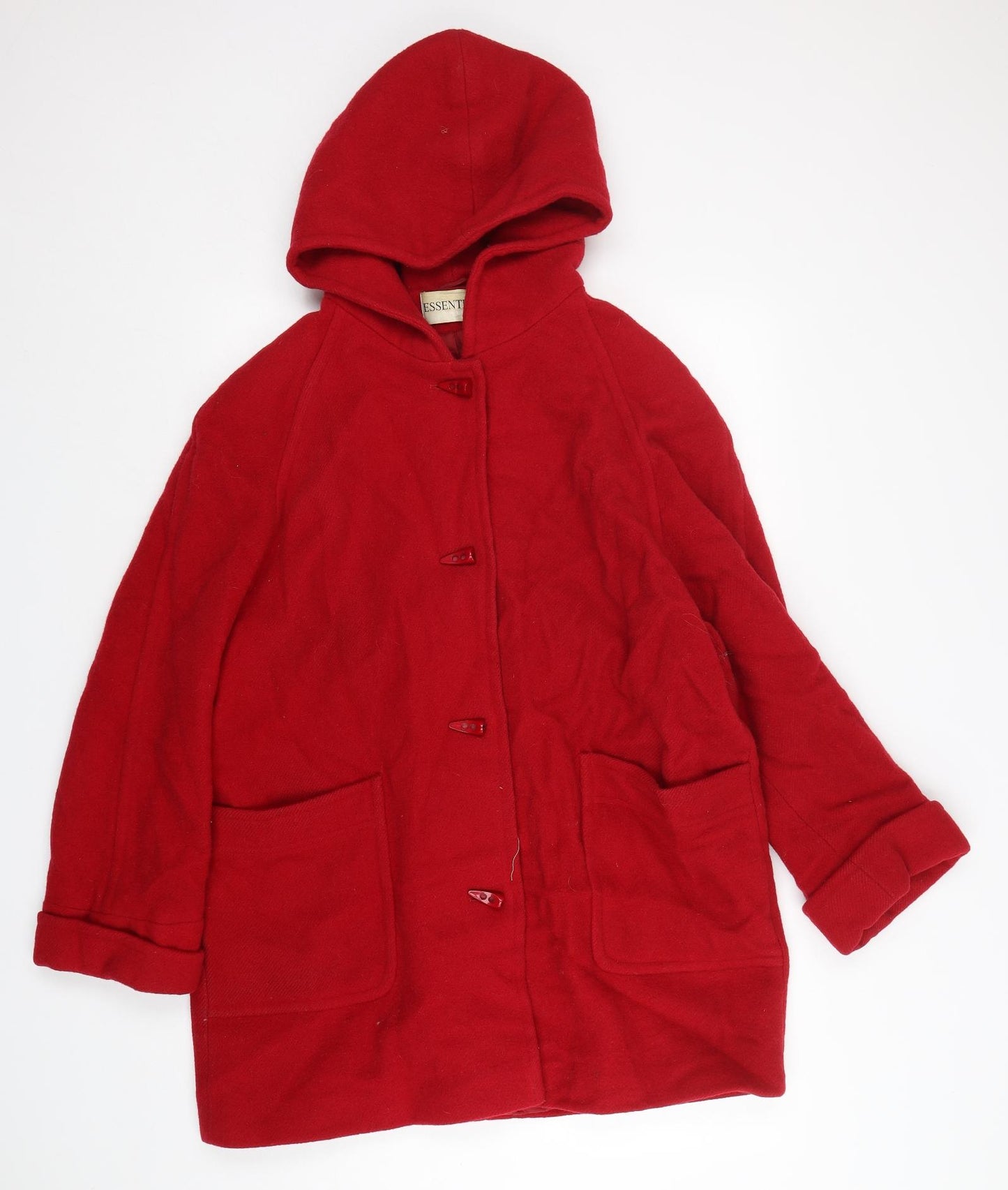 Essentials Womens Red   Overcoat Coat Size 18