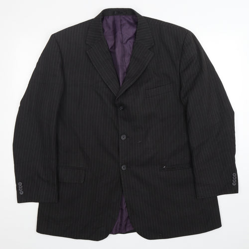 F&F Mens Grey Striped Polyester Jacket Suit Jacket