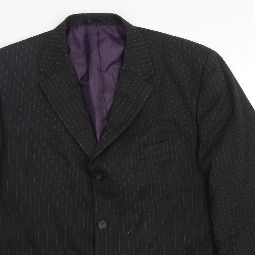 F&F Mens Grey Striped Polyester Jacket Suit Jacket