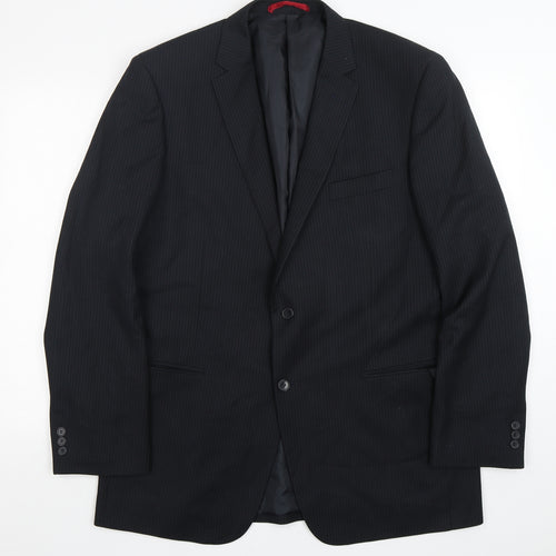 Burton  Mens Black Striped Polyester Jacket Suit Jacket