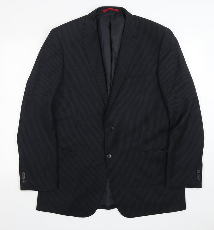 Burton Mens Black Striped Polyester Jacket Suit Jacket
