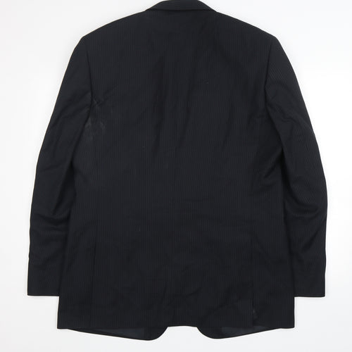 Burton  Mens Black Striped Polyester Jacket Suit Jacket