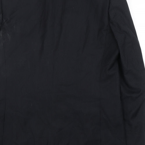 Burton  Mens Black Striped Polyester Jacket Suit Jacket