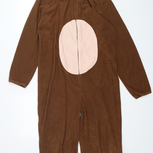 Primark Mens Brown Solid Polyester  One Piece Size M  Zip - Monkey