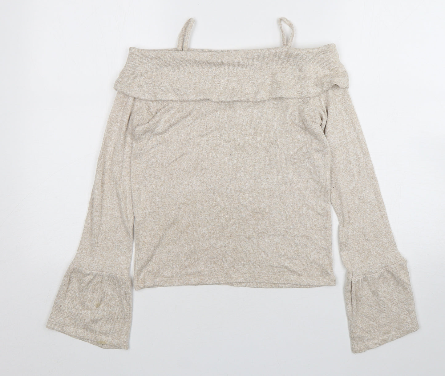 River Island Girls Beige Off the Shoulder  Polyester Pullover Jumper Size 11-12 Years