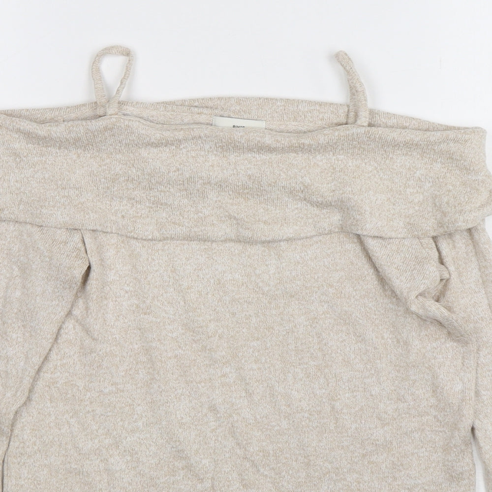 River Island Girls Beige Off the Shoulder  Polyester Pullover Jumper Size 11-12 Years