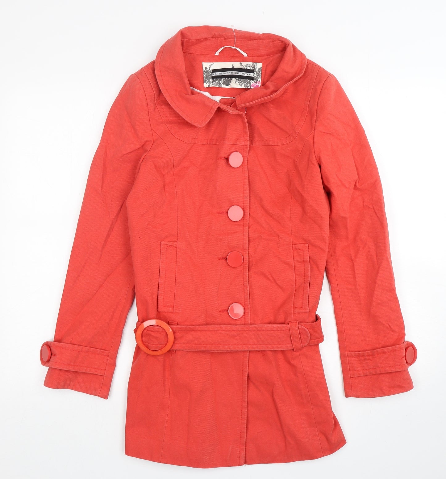 River Island  Womens Pink   Overcoat Coat Size 8  Button