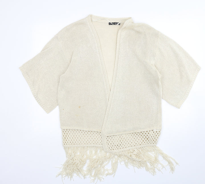 Atmosphere Womens Beige V-Neck  Acrylic Cardigan Jumper Size M