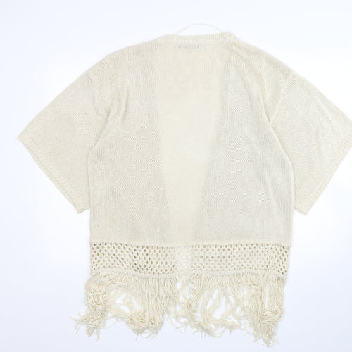Atmosphere Womens Beige V-Neck  Acrylic Cardigan Jumper Size M