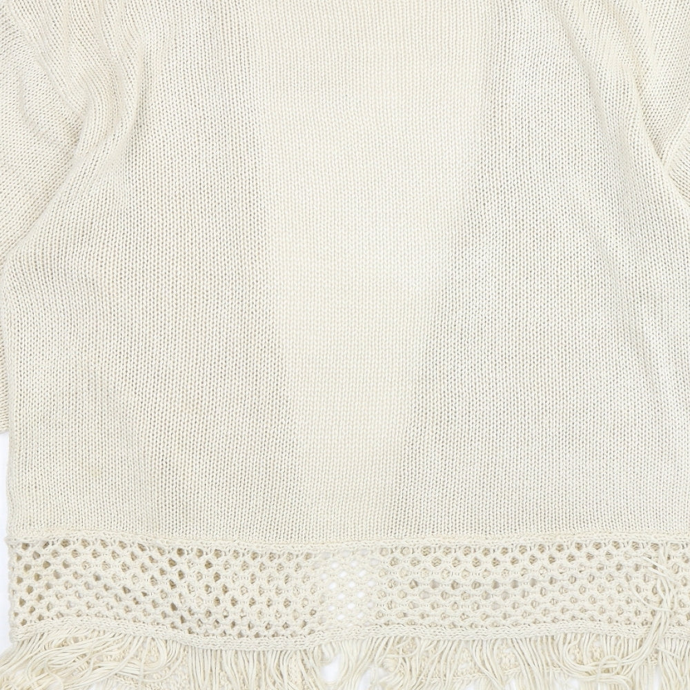 Atmosphere Womens Beige V-Neck  Acrylic Cardigan Jumper Size M