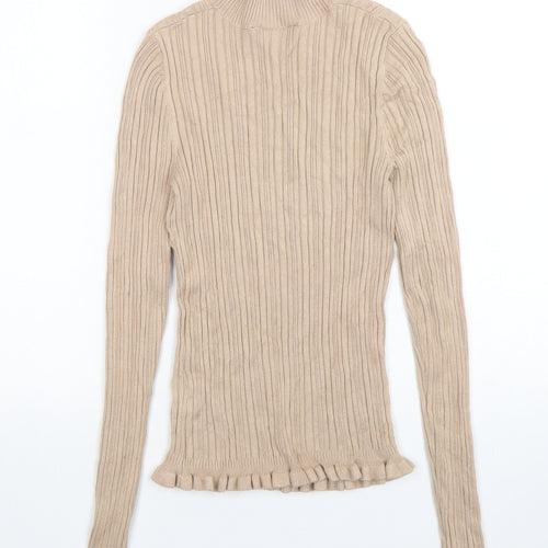 Miss Selfridge Womens Beige Mock Neck  Viscose Pullover Jumper Size 10