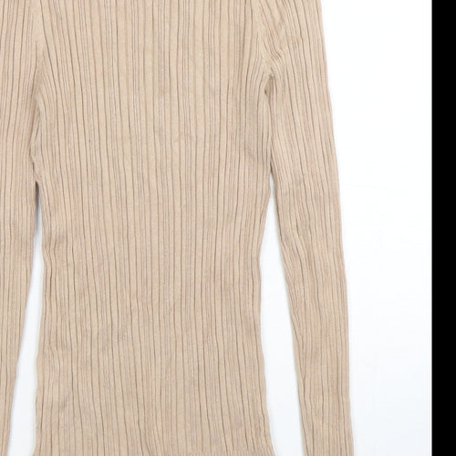 Miss Selfridge Womens Beige Mock Neck  Viscose Pullover Jumper Size 10