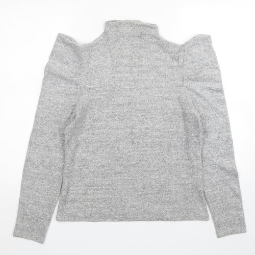 Papaya Womens Grey Mock Neck  Viscose Pullover Jumper Size 14