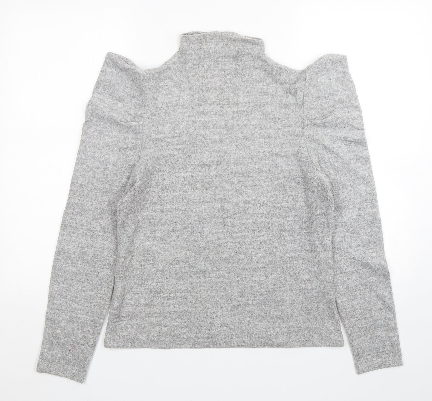 Papaya Womens Grey Mock Neck  Viscose Pullover Jumper Size 14