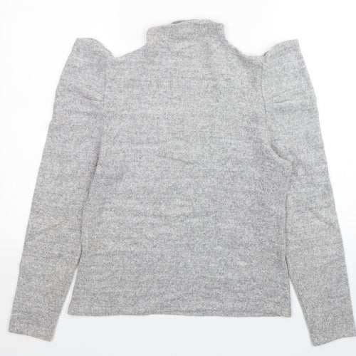 Papaya Womens Grey Mock Neck  Viscose Pullover Jumper Size 14