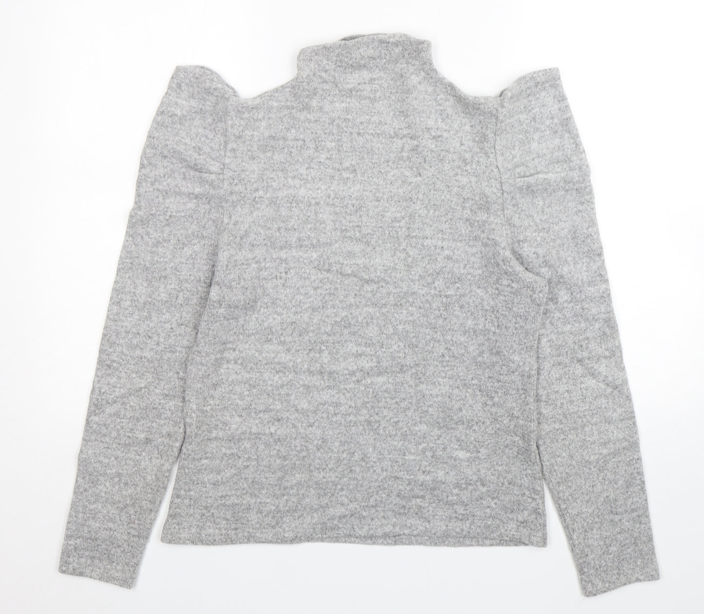Papaya Womens Grey Mock Neck  Viscose Pullover Jumper Size 14