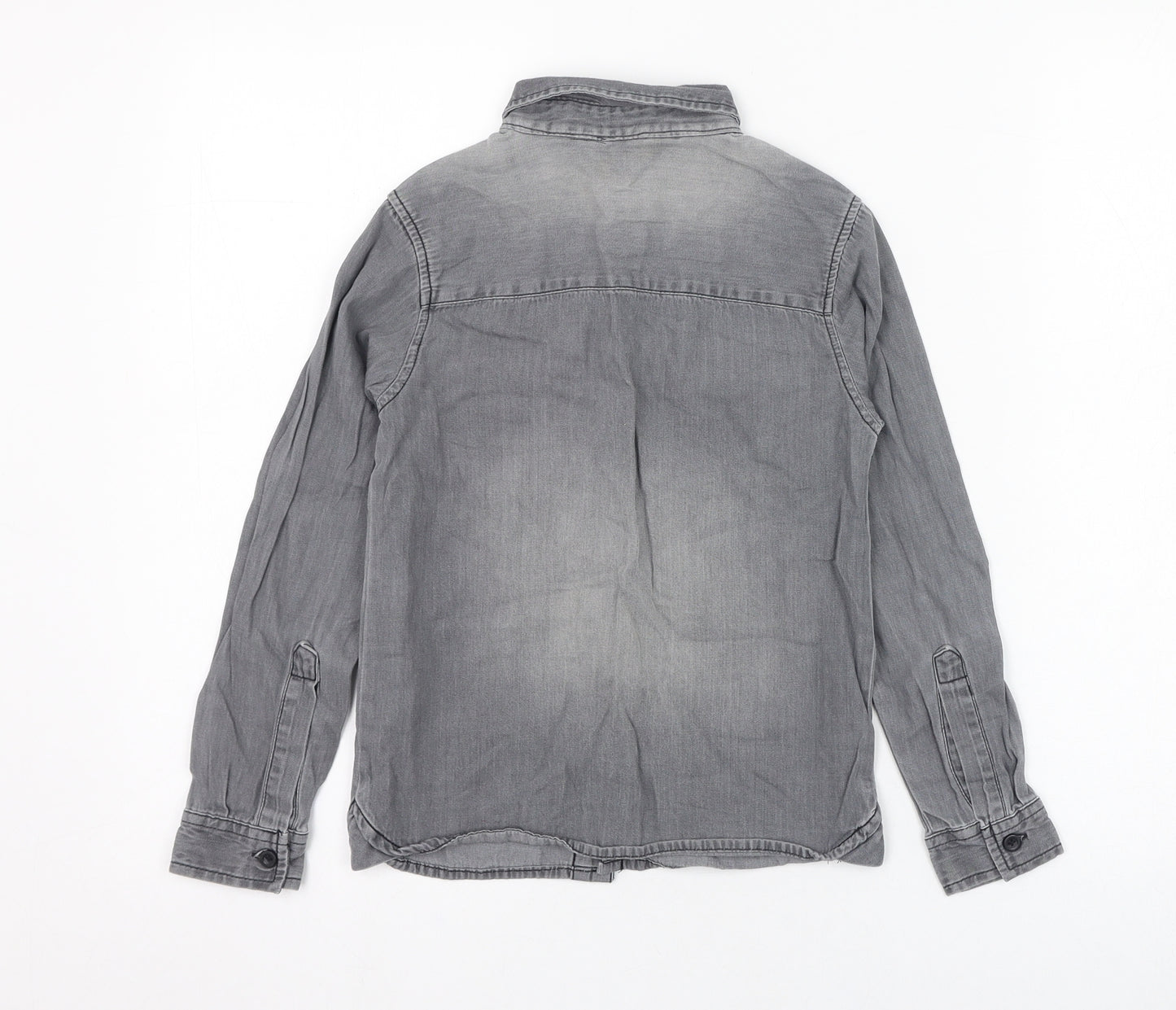 Peacocks Boys Grey  Cotton Basic Button-Up Size 7 Years Collared Button