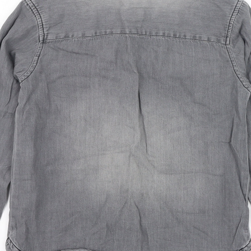 Peacocks Boys Grey  Cotton Basic Button-Up Size 7 Years Collared Button
