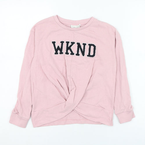 name it Girls Pink  Cotton Pullover Sweatshirt Size 7-8 Years  Pullover - WKND