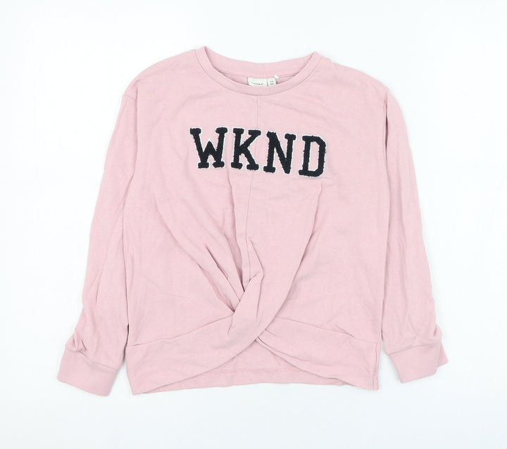 name it Girls Pink  Cotton Pullover Sweatshirt Size 7-8 Years  Pullover - WKND