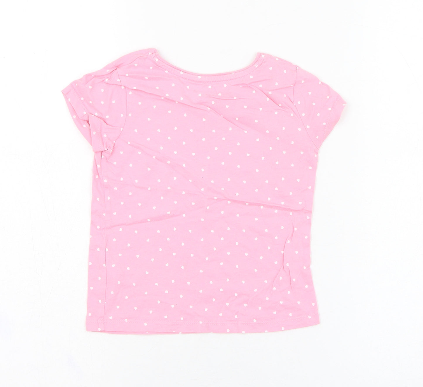 Primark Girls Pink  Cotton Basic T-Shirt Size 4-5 Years Round Neck Pullover - Lovely