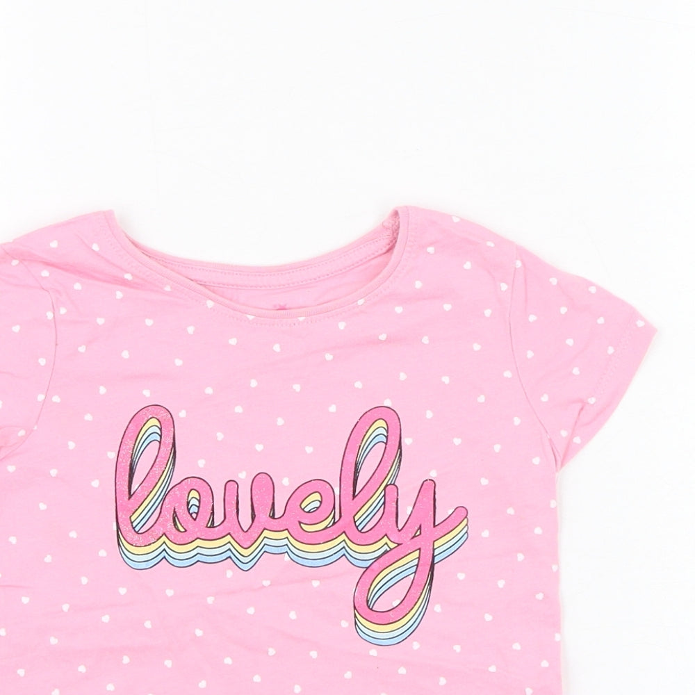 Primark Girls Pink  Cotton Basic T-Shirt Size 4-5 Years Round Neck Pullover - Lovely
