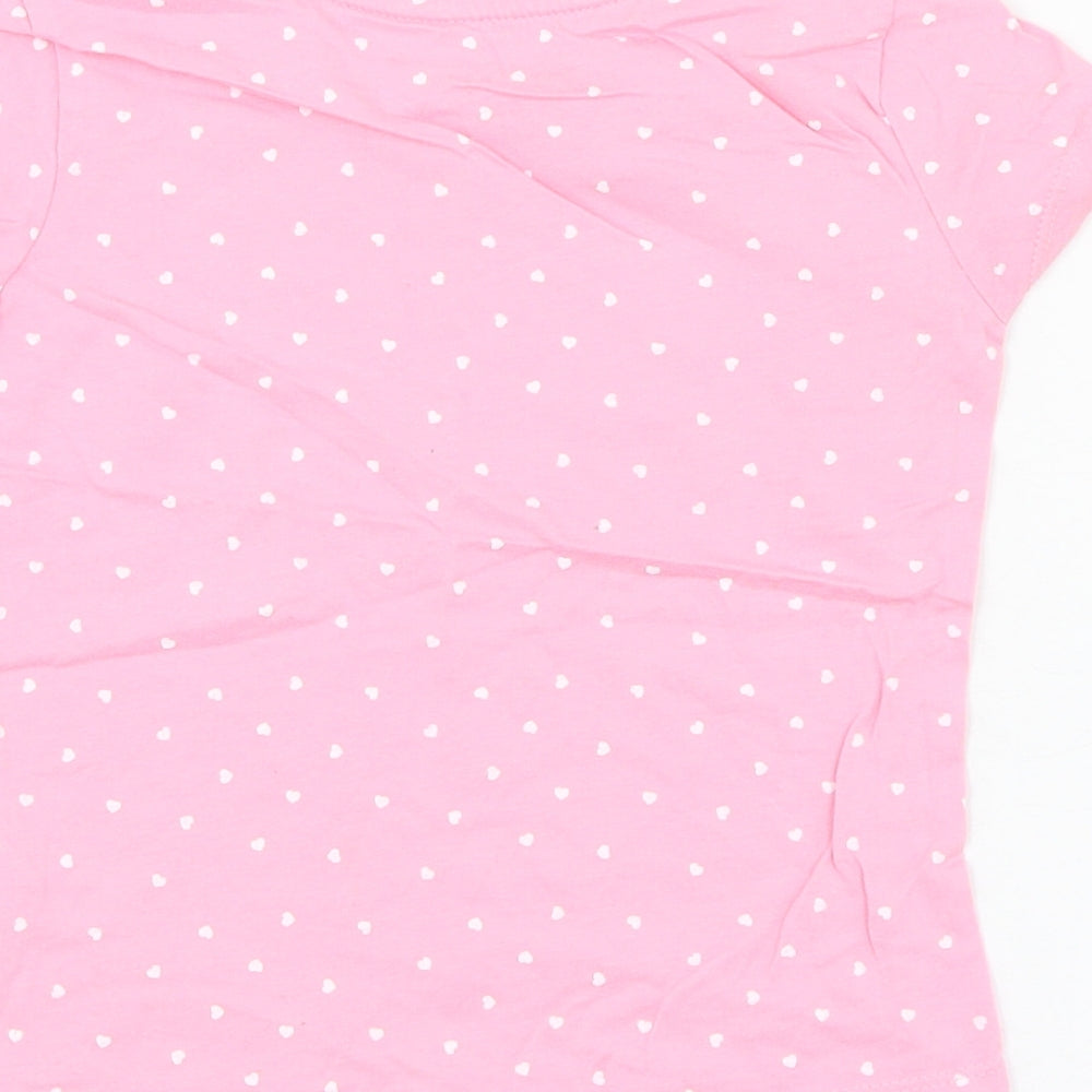 Primark Girls Pink  Cotton Basic T-Shirt Size 4-5 Years Round Neck Pullover - Lovely