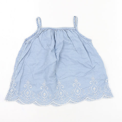 F&F Girls Blue  Cotton Tunic Tank Size 2-3 Years Square Neck Pullover