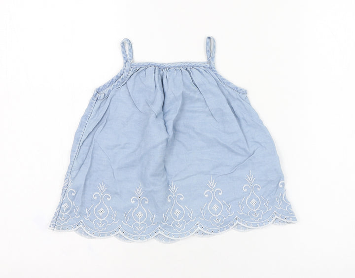 F&F Girls Blue Cotton Tunic Tank Size 2-3 Years Square Neck Pullover