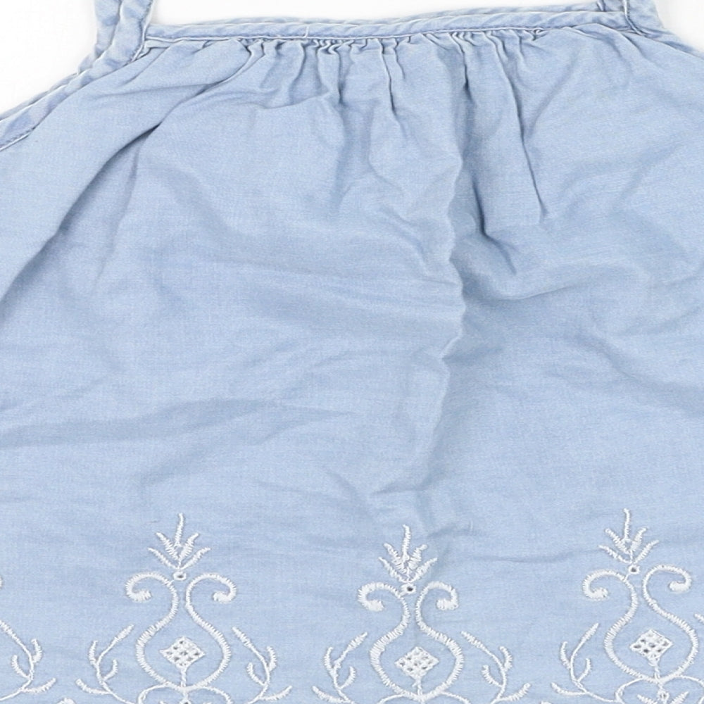 F&F Girls Blue  Cotton Tunic Tank Size 2-3 Years Square Neck Pullover
