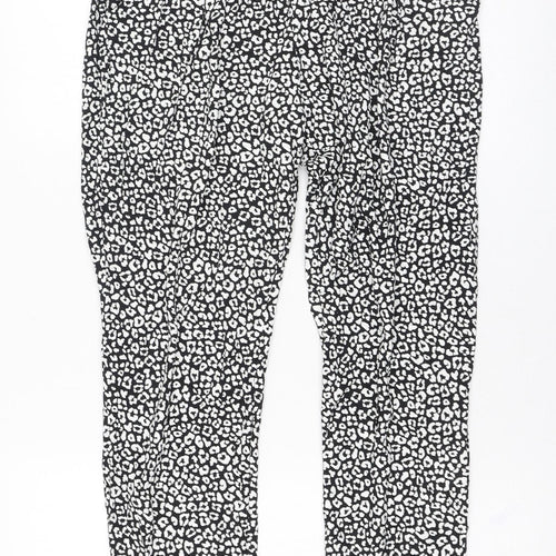 Marks and Spencer Womens Black Animal Print Viscose Carrot Trousers Size 6 L26 in Regular