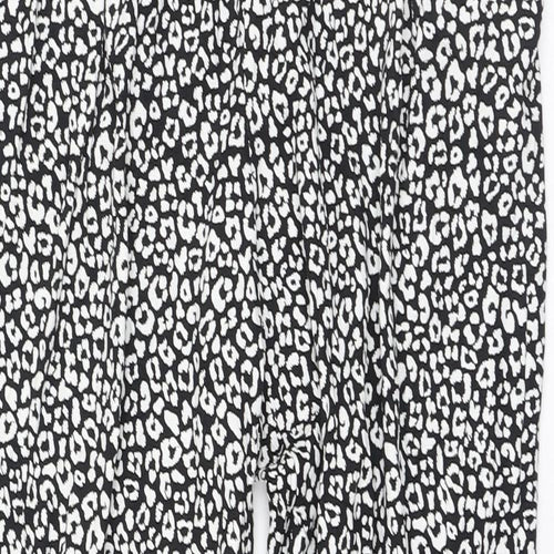 Marks and Spencer Womens Black Animal Print Viscose Carrot Trousers Size 6 L26 in Regular