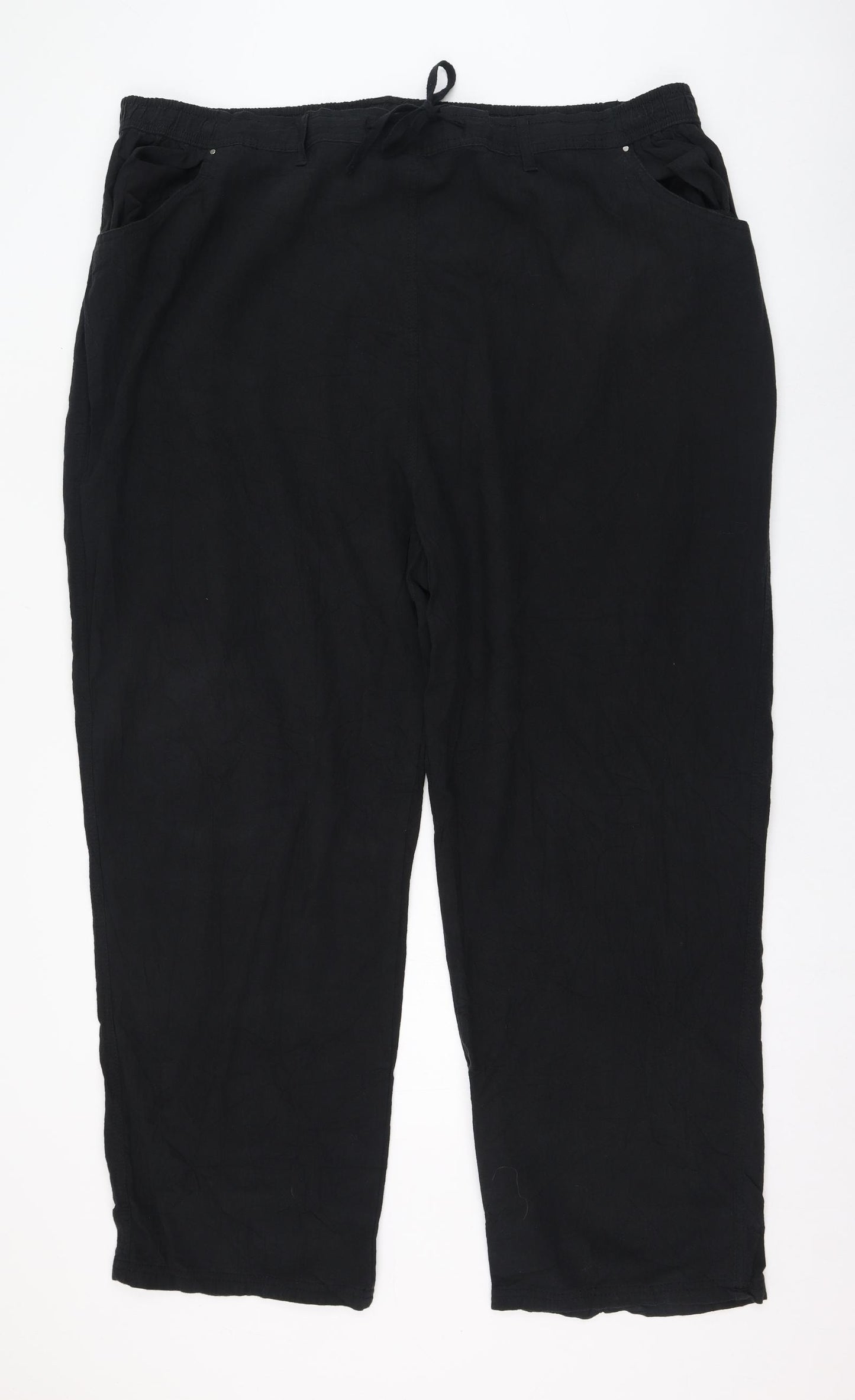 Yours Womens Black  Cotton Trousers  Size 26 L29 in Regular