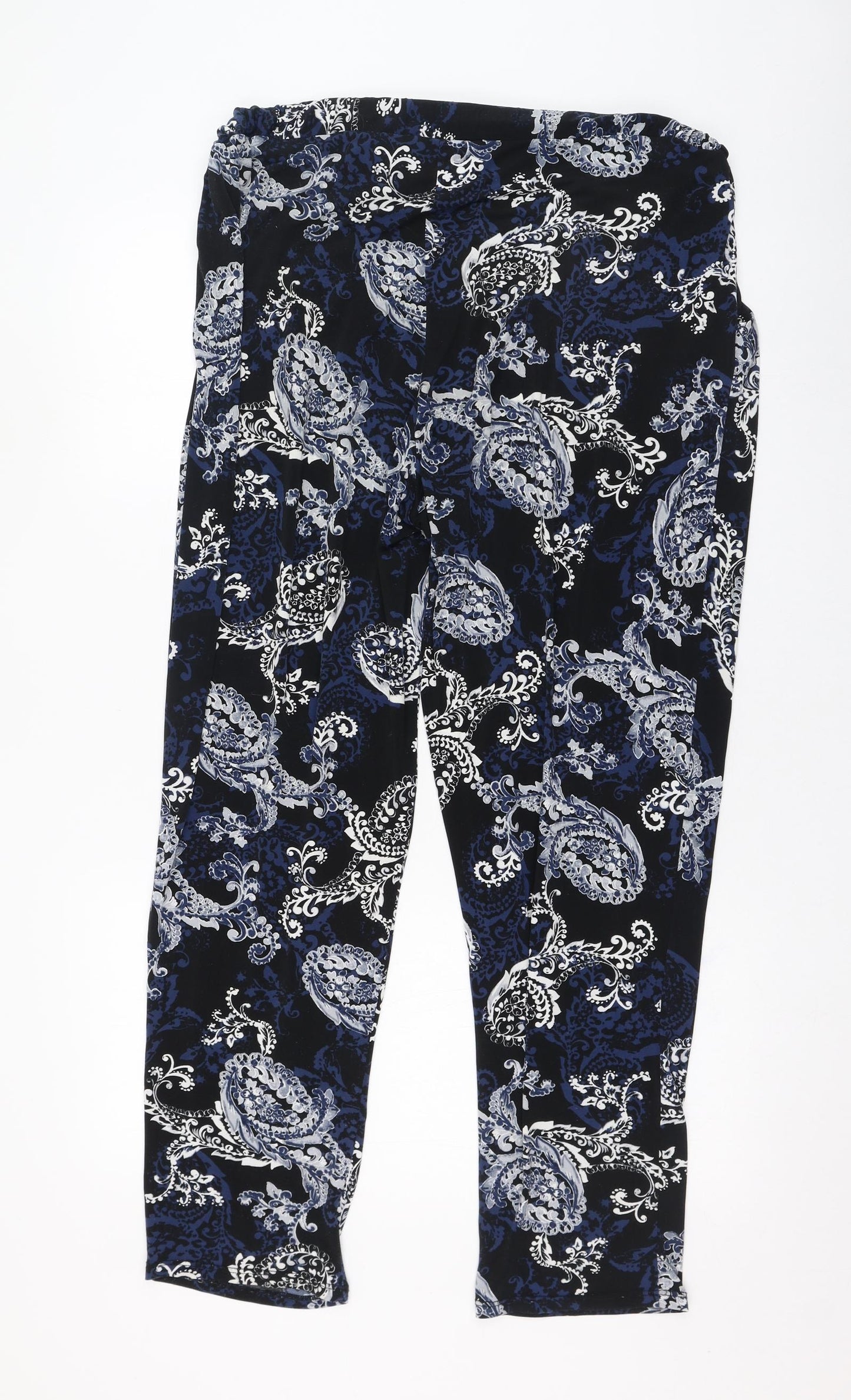 Wallis Womens Black Paisley Polyester Carrot Trousers Size 16 L28 in Regular